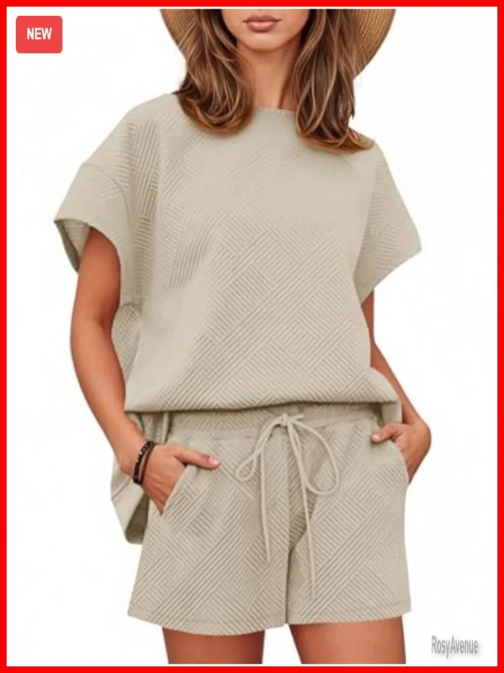 2 Piece Short Sleeve Top and Shorts Lounge Pajama Set with Pockets